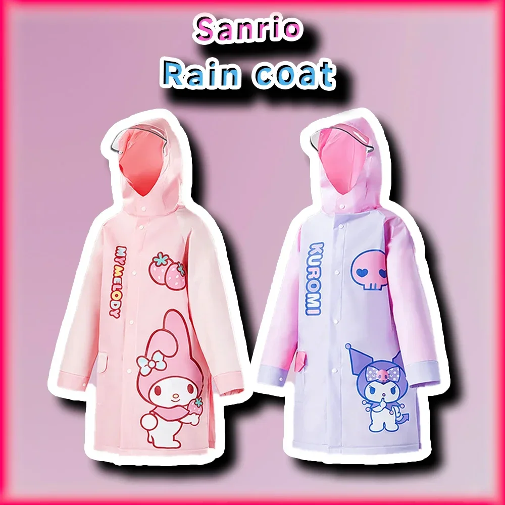 

Kawaii Hello Kitty Kid Raincoat Sanrio Kuromi My Melody Cinnamoroll Children Boy Girl Rain Poncho Reusable Waterproof Rain Coat