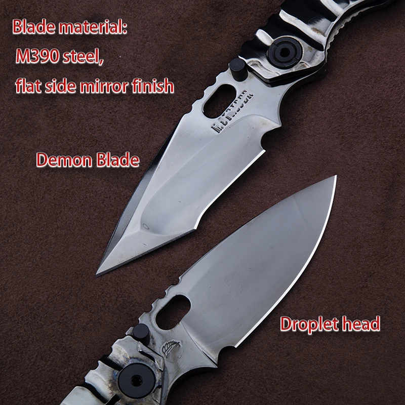 M390 Steel Folding Knife with TC4 Titanium Handle DLC Coated Blade EDC Outdoor Camping Tool Pocket Knife Collectible Gift - view 4