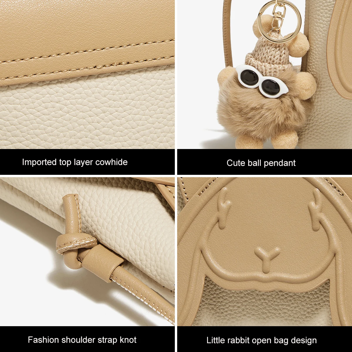 Cute Rabbit Design Leather Shoulder Bag for Women