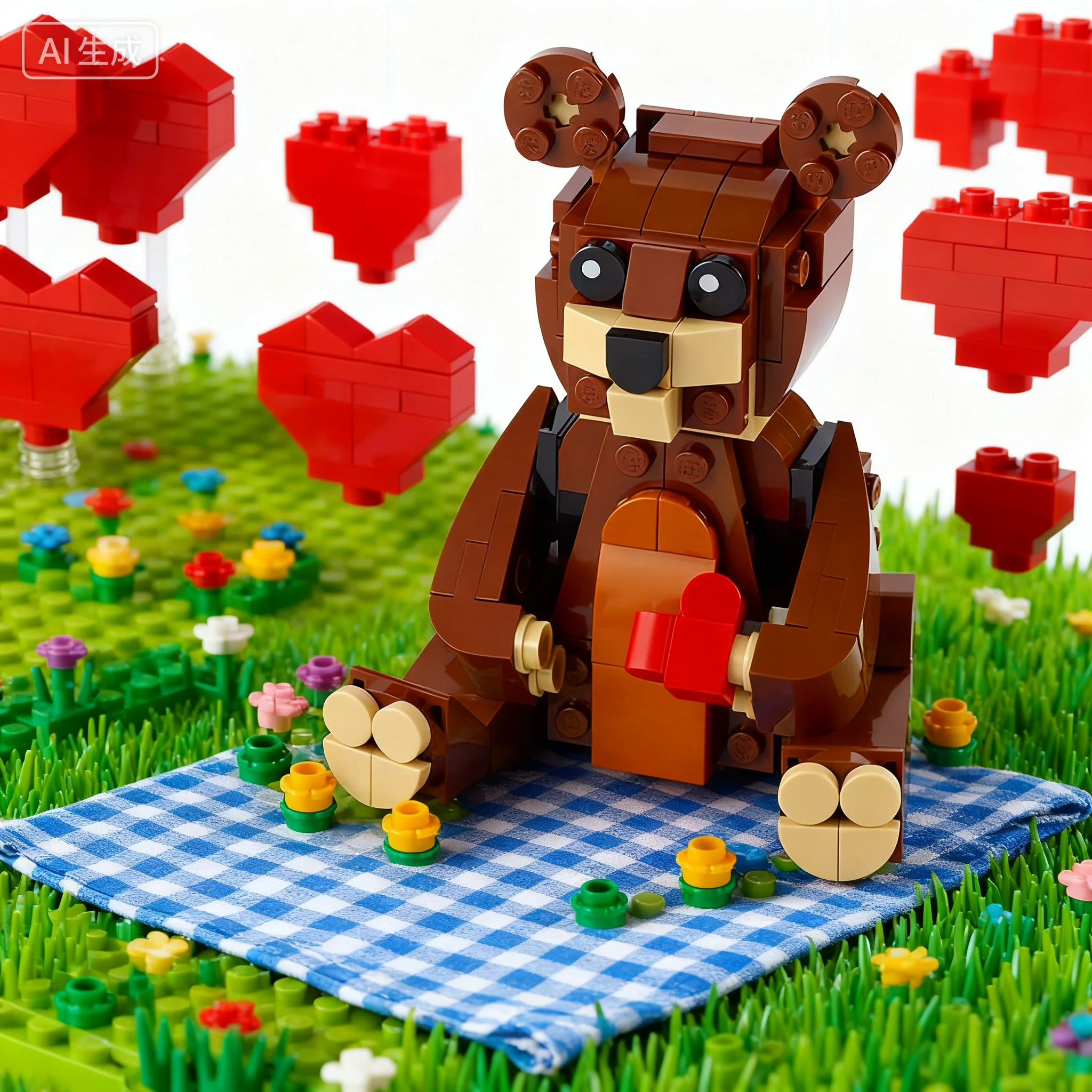 Lego Block tête carrée série 40462 saint valentin petit ours garçons et filles Puzzle blocs de construction jouet cadeau