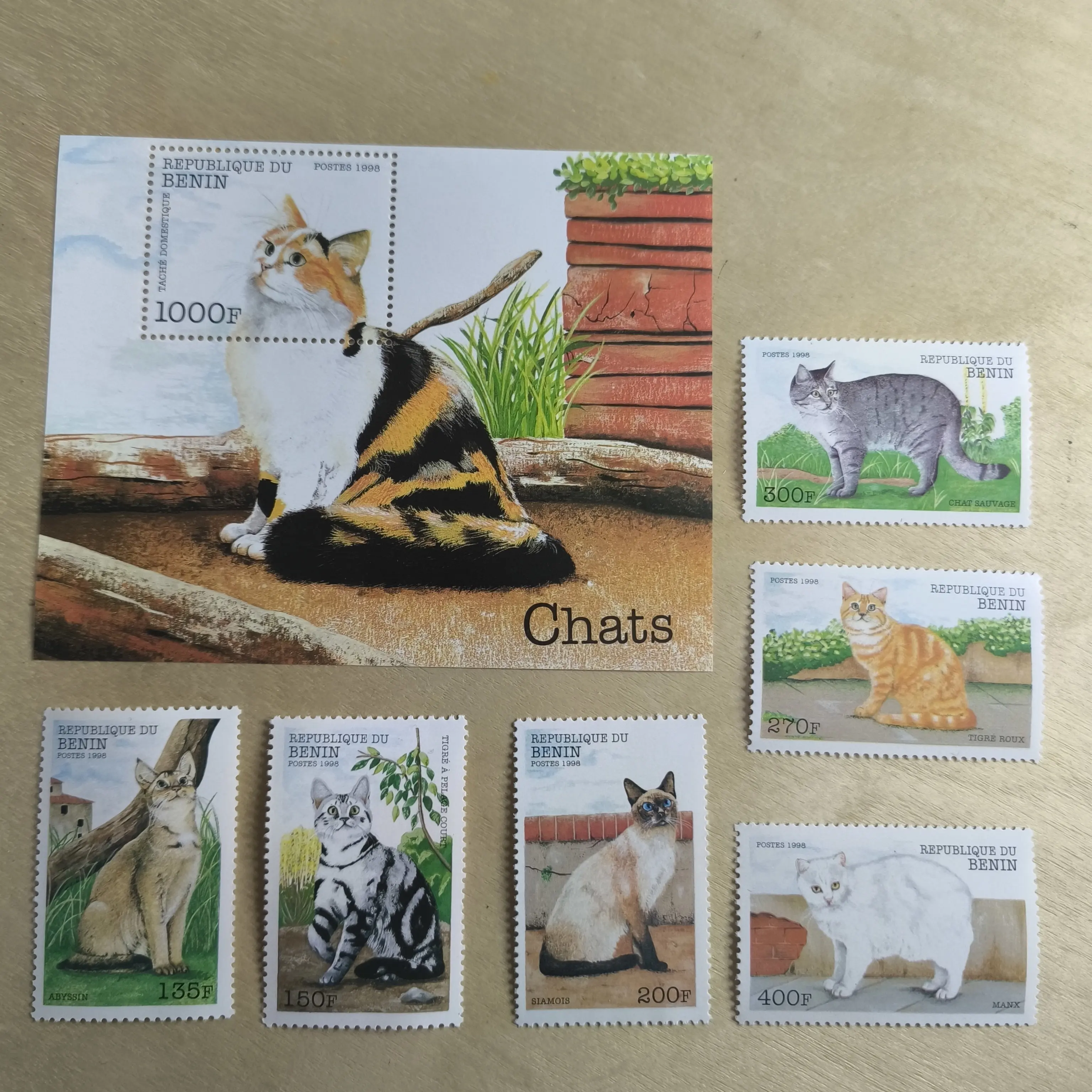 

Benin Post Stamps Postage Year1998 Animal Star Cat Abyssinia Full Set 7 New Collectible Postage Stamps Material For Scrapbooking