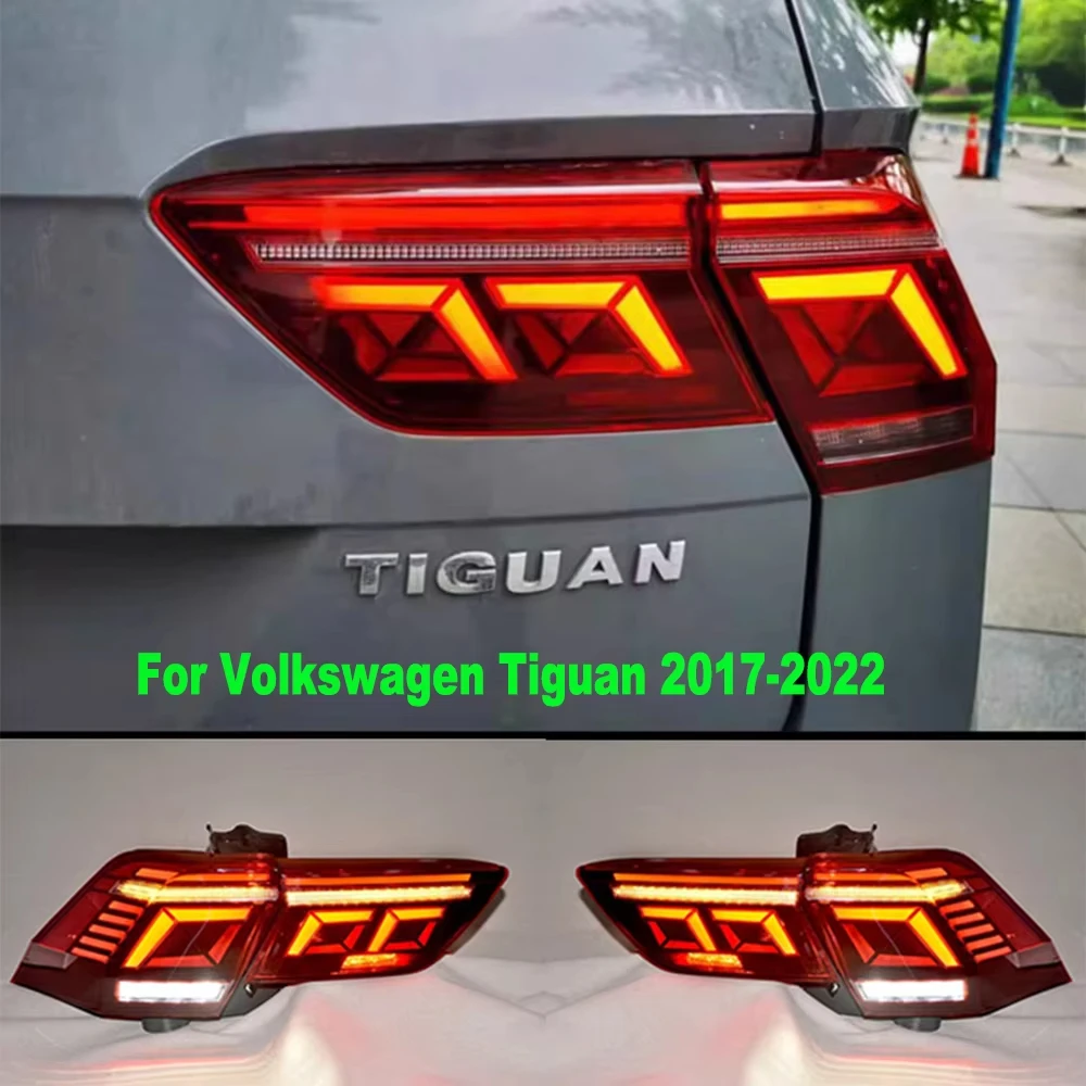 

For Volkswagen Tiguan 2017-2022 taillight assembly, modified new LED rear taillight, streamer turn signal, auto parts