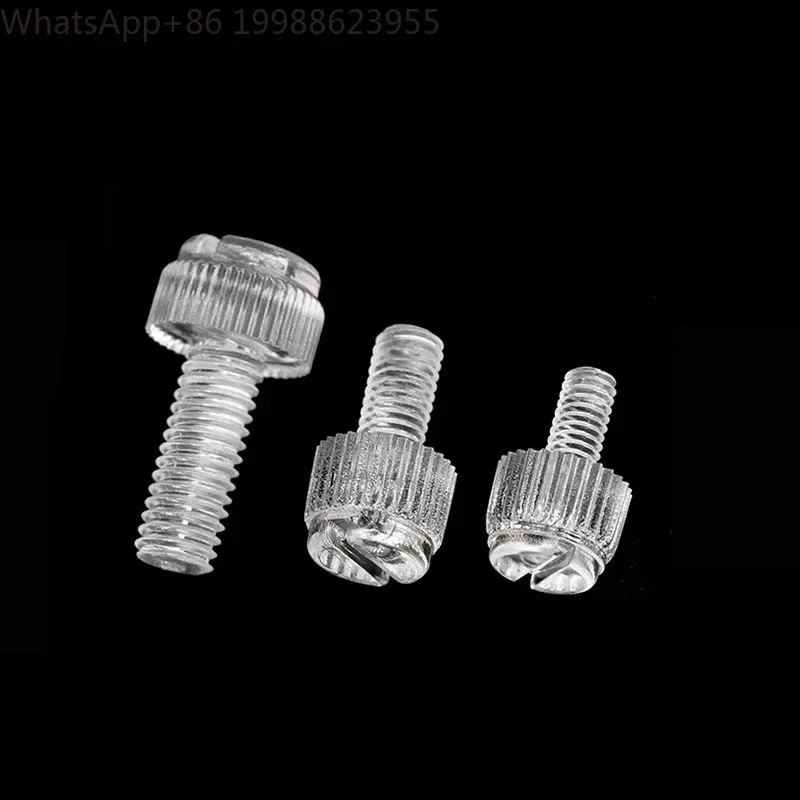 500pcs M6 Acrylic PC Transparent Knurled Hand Tighten Screws Polycarbonate Twist Screw Anti Rusted Computer Thumb Slotted Bolts
