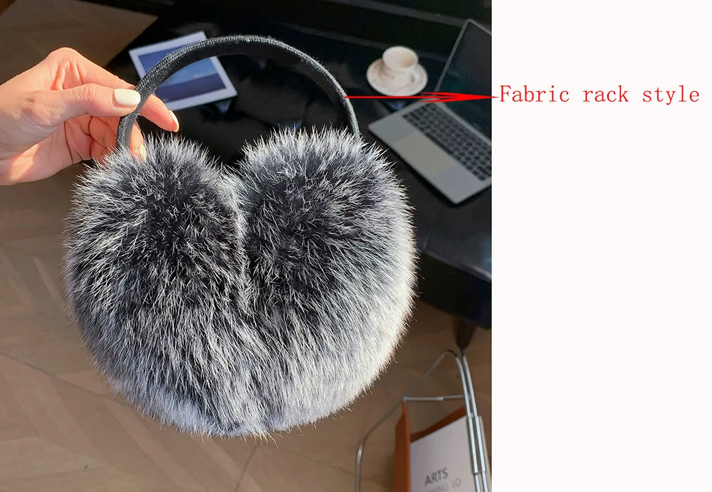 2027 New Winter Natural Real Fox Fur Earmuffs Plush Warm Decorate Women Cute Solid Ear Warmer Headphones Neck Warm Bib Scarf