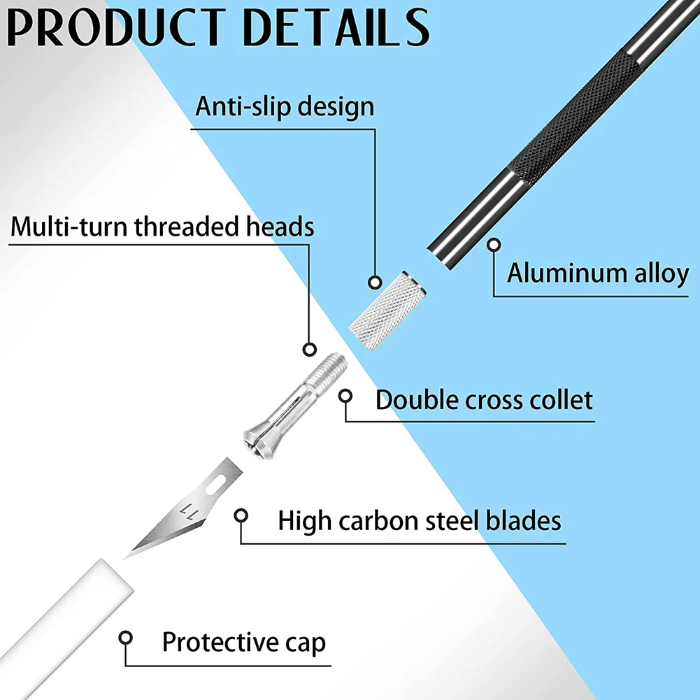 AB02 64 Pcs Exacto Knife Precision Craft Exacting Hobby Knife Set with Blades,Ruler,Craft Knife Set for DIY Artwork Carving
