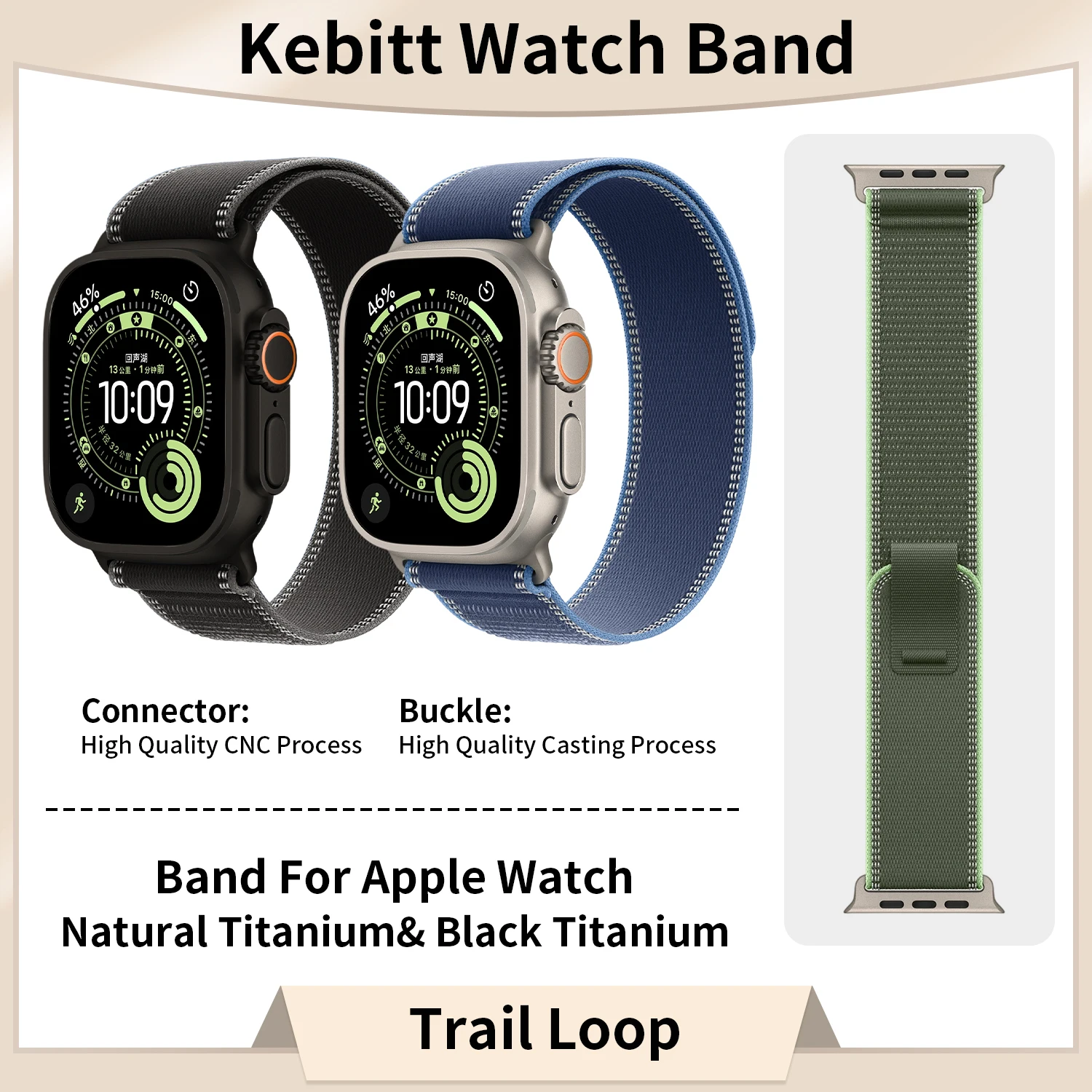Kebitt New High Quality Nylon Strap Trail Loop For Apple Watch Series 11 10 9 8 7 6 SE 3 Ultra 3 2 Band Iwatch 49 46 45 44mm