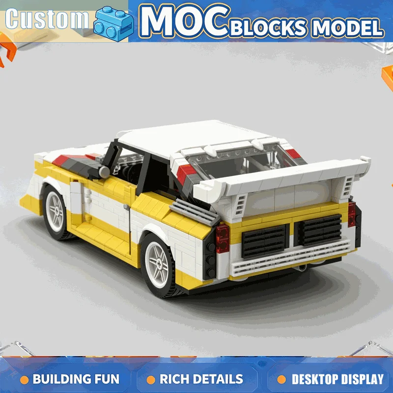 NEW 1296PCS 1:18 Scale Classic Rally Sports Car MOC Building Blocks Model Custom Puzzle Creative Assembly Educational Toy Gift