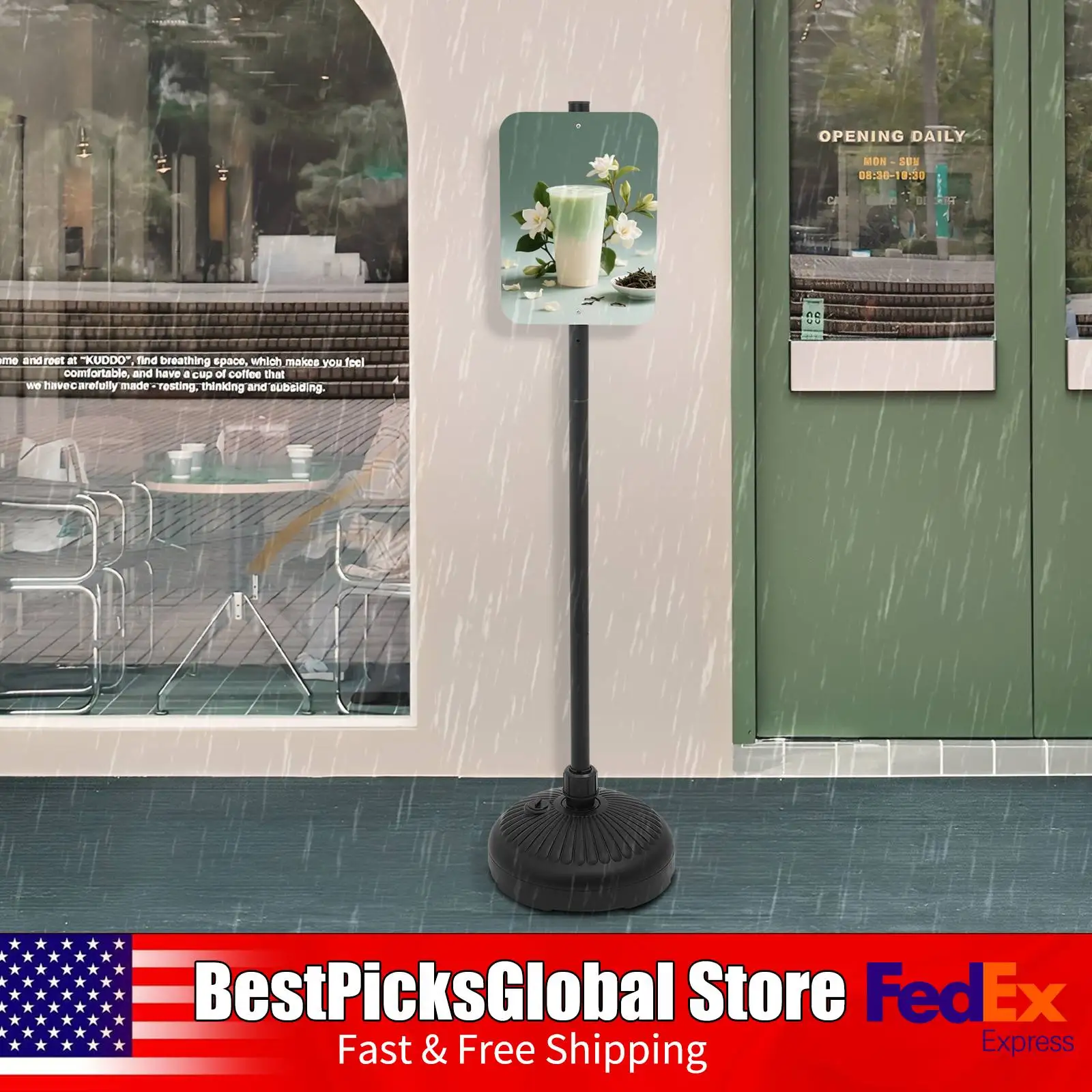 Stand Display Papan Tanda Dua Sisi 5.25FT, Penyangga Papan Tanda Berdiri dengan Alas Bulat untuk Signage, Pemberitahuan, Pengingat Ramah