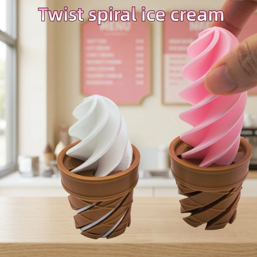 2 PCS New Twist Spiral Ice Cream, New Prank Fun, Suitable for All Ages, Perfect for Gifting and Playing.