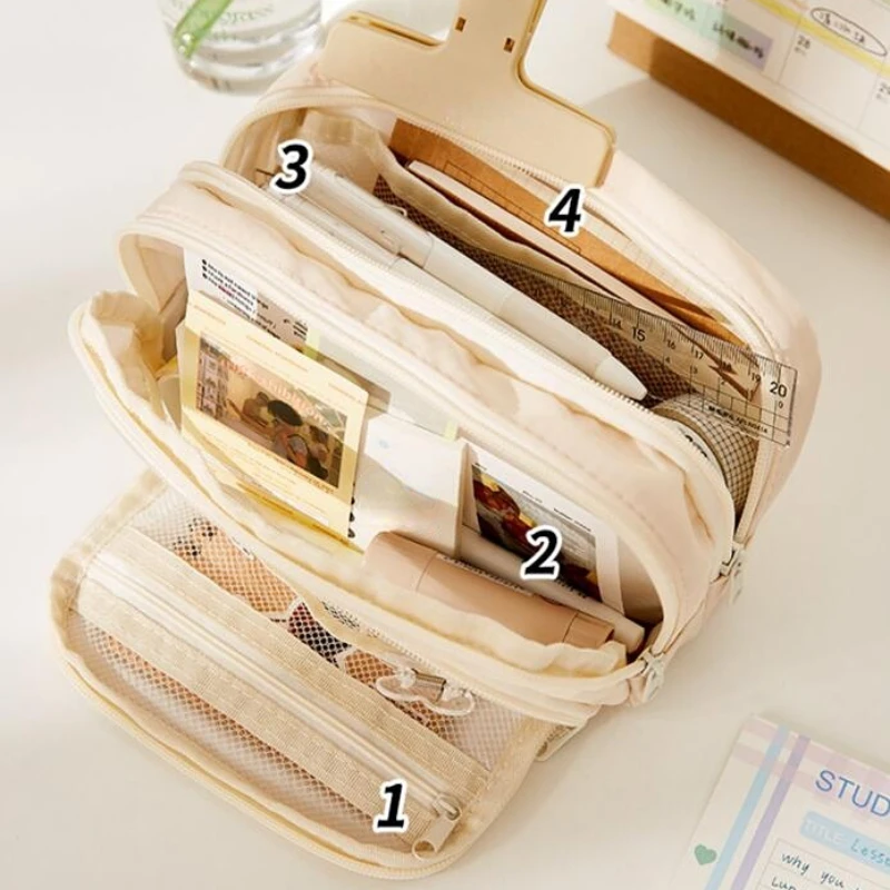 Large Capacity Pencil Bag Aesthetic School Cases Girl Korean Stationery Holder Bag Children Pen Case Students School Supplies