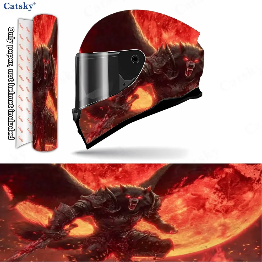 Flamewing Wolf Demon PVC material self adhesive waterproof motorcycle helmet sticker, paste firmly and do not fall, waterproof a
