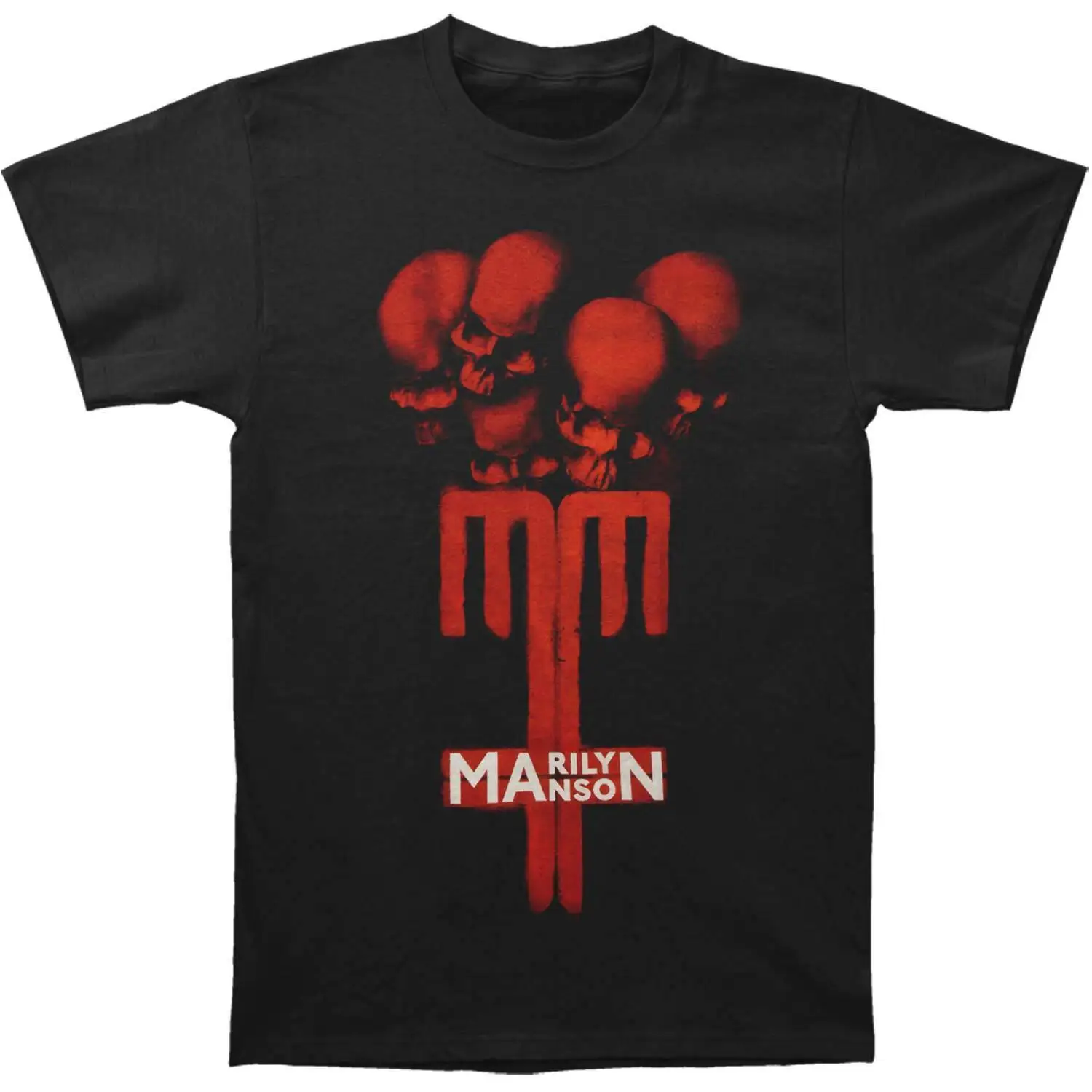 Men'S Marilyn Manson Skull Cross T Shirt Small Black