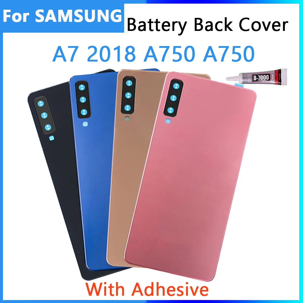 

New For Samsung Galaxy A7 2018 A750 A750F A750FN Battery Back Cover Glass Panel A750 Rear Door Housing Case Camera Lens Replace