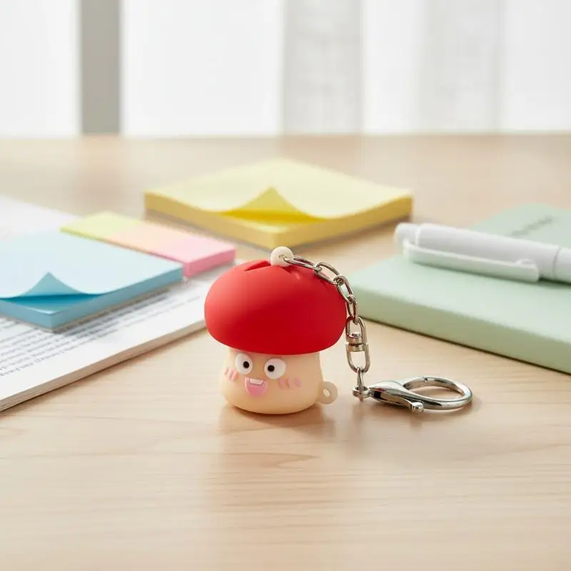 1Pcs Mini Abstract Mushroom Button Keychain Stress Relief Clicker Pendant Decompression Keyring Backpack Hanging Decoration