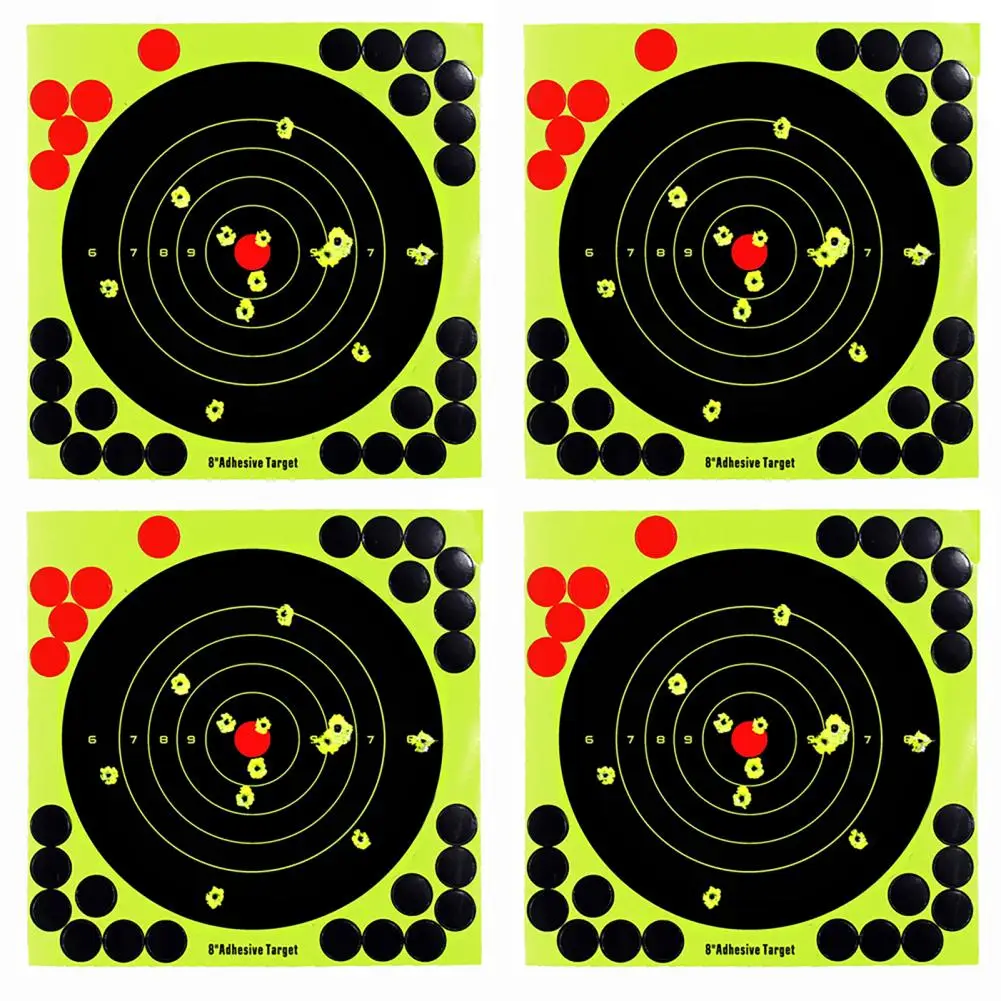 10 Pcs 8-Inch Splatter Target Sticker Self Adhesive Bullseye Fluorescent Yellow Shoot Target for Outdoor Indoor Shoot Practice