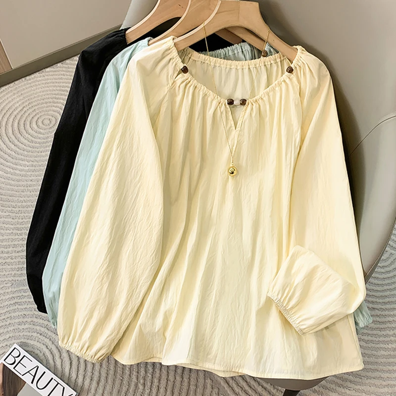 

Plus Size Loose Shirts Women Spring Summer 2025 New Casual Tops Oversized Blouses Fashion Long Sleeve Blouses Women L-4XL