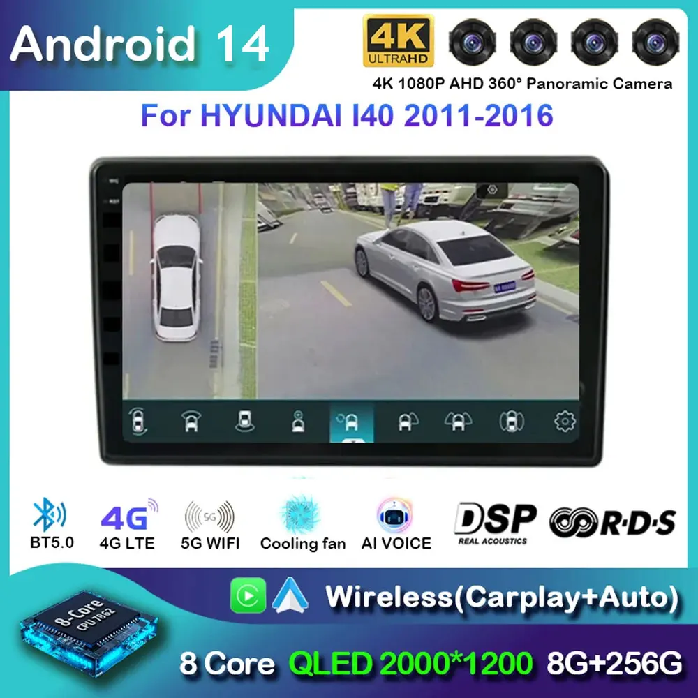 

Android 14 Car Radio For Hyundai I40 2011 2012 - 2016 Navigation Multimedia Player Stereo WiFi+4G DVD Video DSP BT Carplay Auto