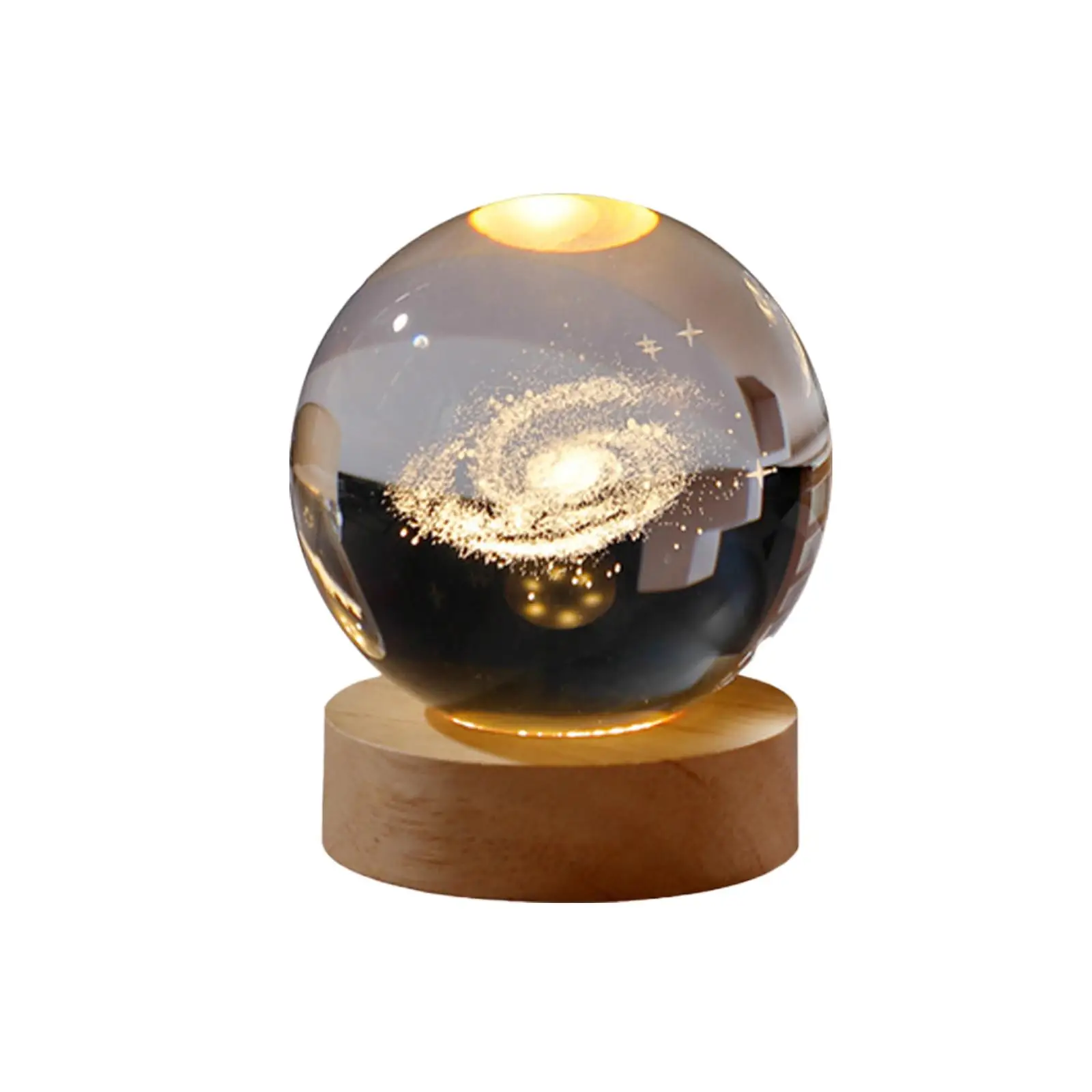 Luz de noche Led Usb, lámpara de mesa de bola de cristal 3d, Planeta, Luna, dormitorio, decoración del hogar, fiesta de niños, cumpleaños, B7p5