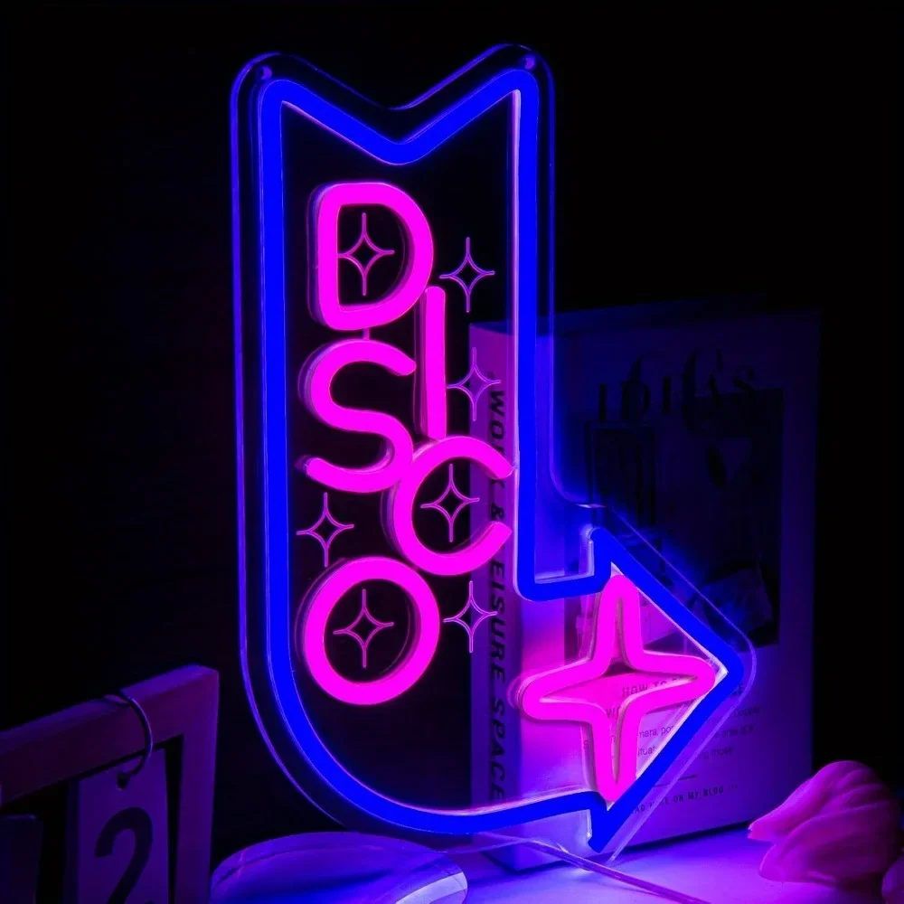 

DISCO Неоновый свет Красочная светодиодная неоновая вывеска для КТВ Комната Клуб Бар Танцевальный зал Вечеринка Настенный декор Подарок для друга Семья с питанием от USB