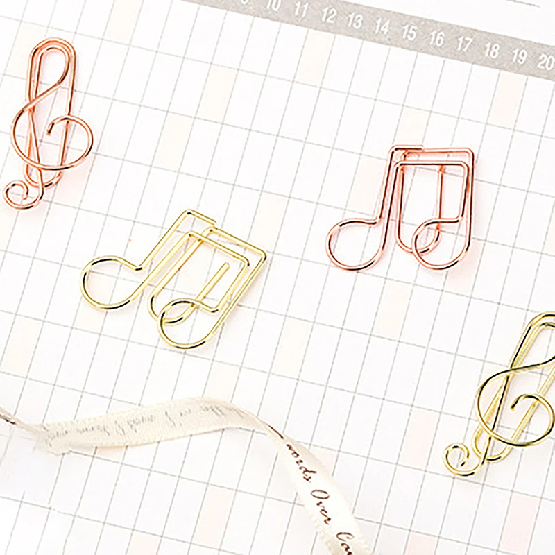 10Pcs Creative Guitar Music Note Metal Paper Clips Earphone Shape Bookmarks Students Stationery Office School Binding Supplies