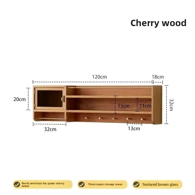 solid wood small hanging cabinets retro wall-mounted cherry wood glass cabinets living room lockers kitchen wall wall cabinets
