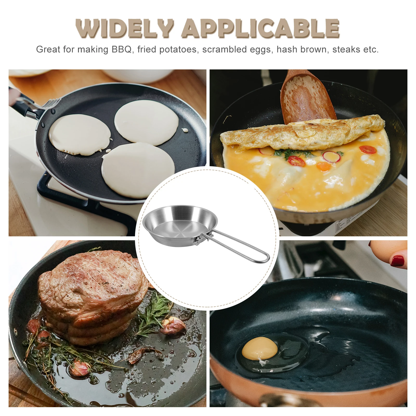 

Folding Handle Frying Pan Pans Nonstick 12cm Nonstick Egg Pan Portable Camping Breakfast Cookware Small Egg Fryer