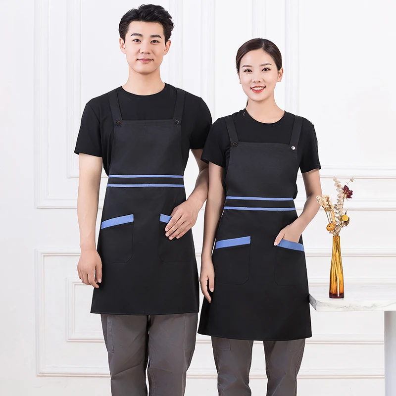 Personality Custom Logo Signature Men\'s and Women\'s Kitchen Aprons Home Chef Baking Clothes with Pockets Adult Bib Waist Bag