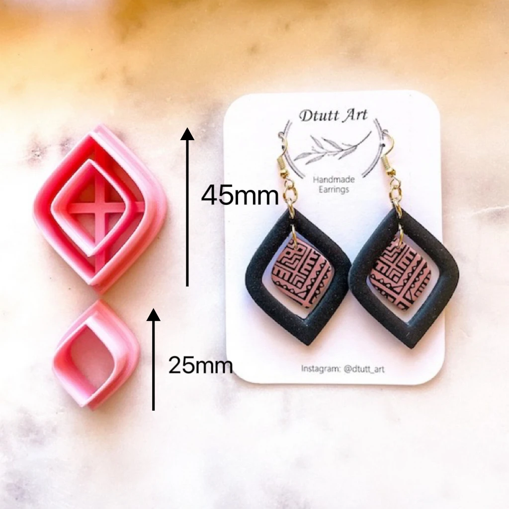 Soft Pottery Earrings Polymer Clay Cutter Hollow Geometric Pattern Mold DIY Clay Earrings Jewelry Pendants Clay Tools