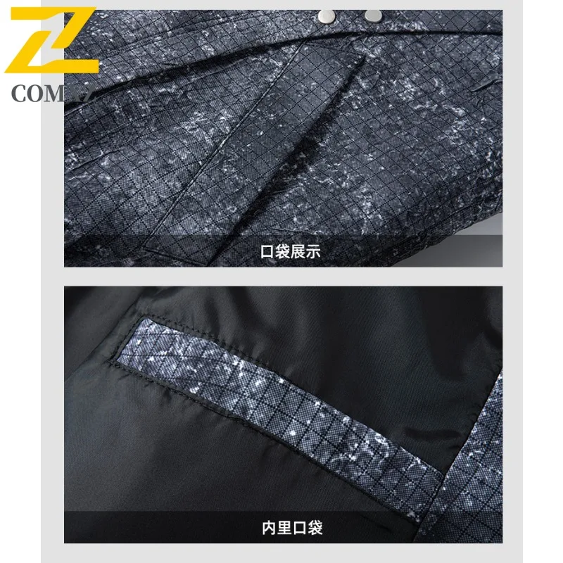 เสื้อแจ็คเก็ตผู้ชายคอตั้ง COMXZ สไตล์อเมริกัน เสื้อแจ็คเก็ตมอเตอร์ไซค์น้ำหนักเบา ดีไซน์คลาสสิก สวมใส่สบาย ทนทาน เสื้อผ้าฤดูใบไม้ร่วง