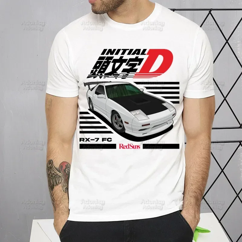 Japan Car Graphic Harajuku T-shirts Summer Men Hip Hop Initial D JDM Tshirt Japanese Nostalgic T Shirt Short Sleeve Top Tee