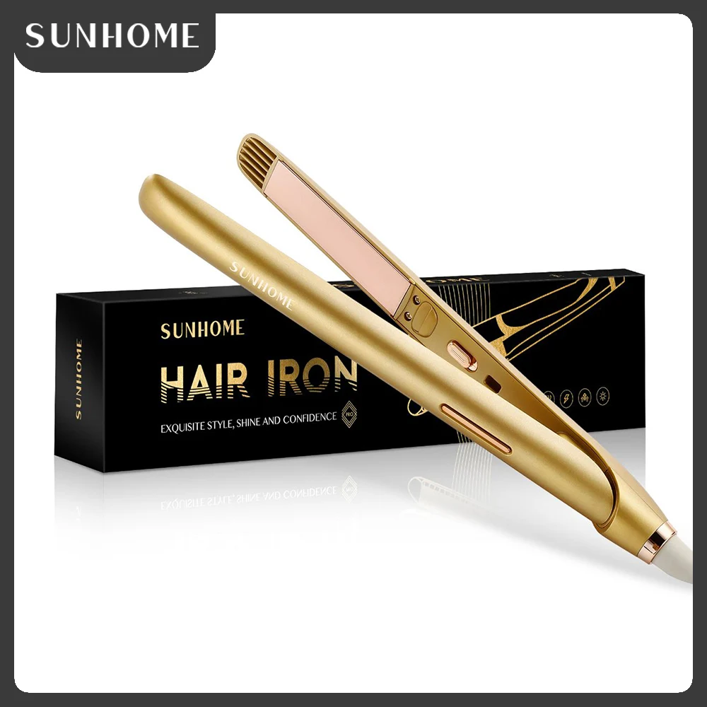 SUNHOME 4 Temp Setting Hair Straightener Flat Iron, Professional 2 in 1 Straightening Curling Iron with 2 Hairclip