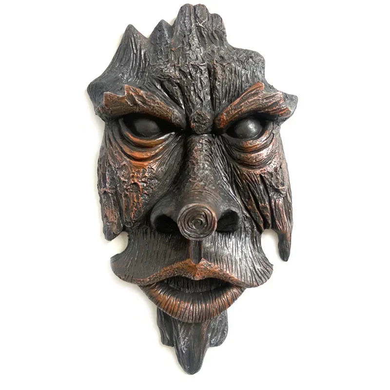 Garden Ornaments Greenman Tree Sculpture Simulation Face Decoration Resin Artifact Pendant Horticultural Hanging Decoration