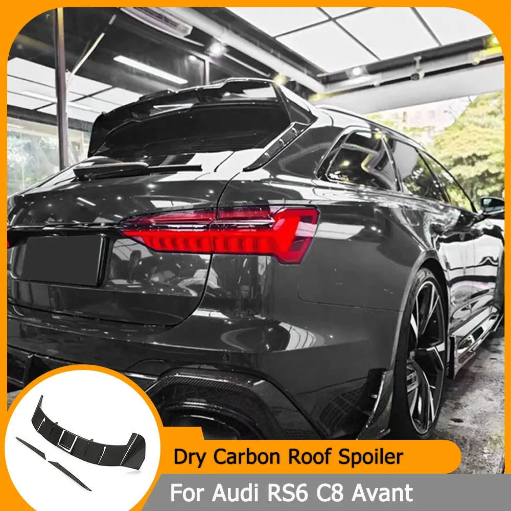 

Сухой карбоновый задний спойлер на крышу и боковое крыло для Audi RS6 C8 Avant 4-дверный 2019-2021 автомобильный спойлер на крышу на заднее окно