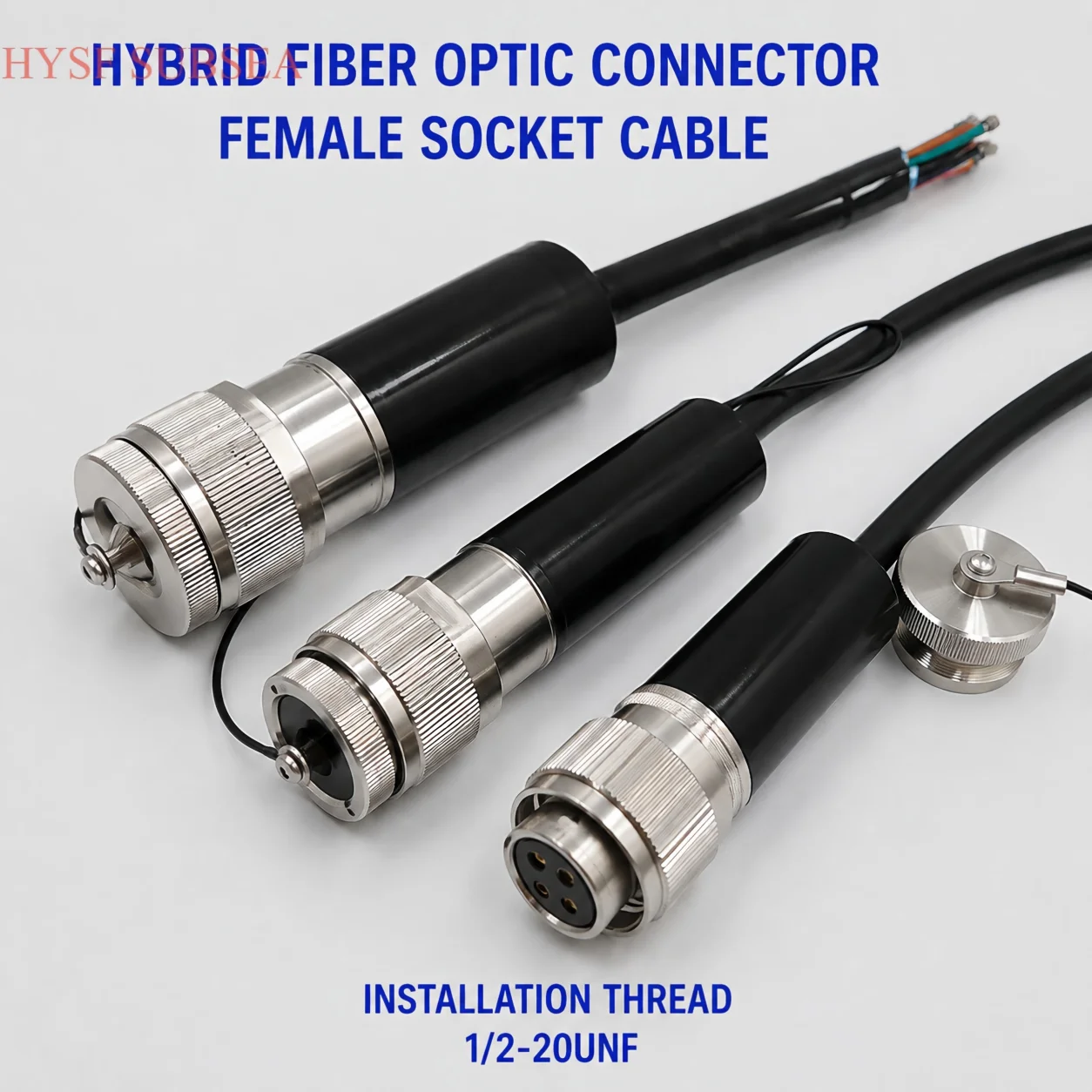 SUBSEA 4-Fiber 4-Power Hybrid Optoelectronic Flange Male Receptacle & Female Cable Plug Subsea Fiber Power