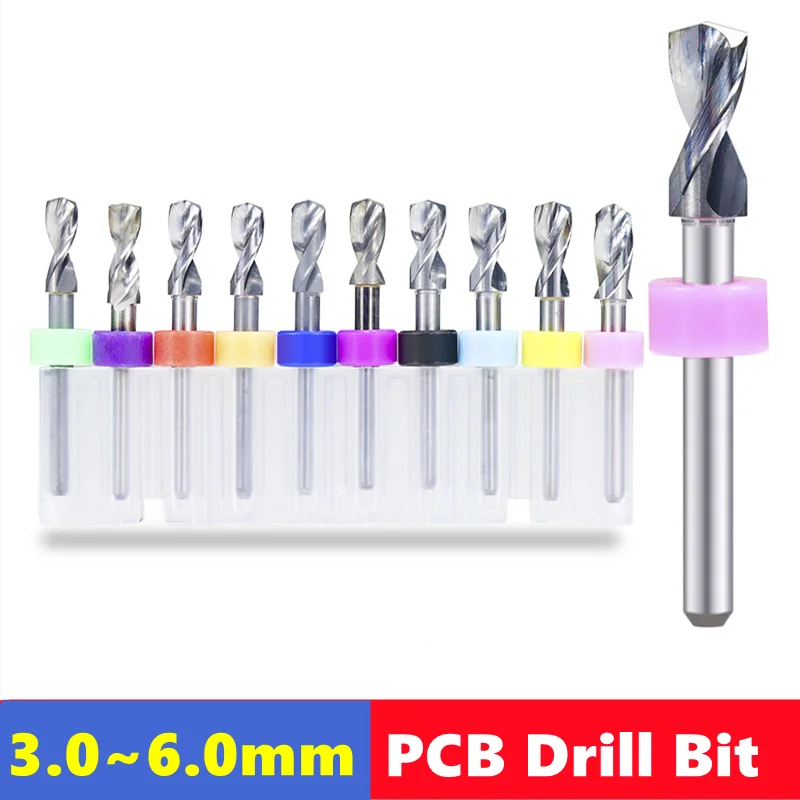 

10pcs Carbide PCB Drill Bit 3.1-6.0mm 1/8（3.175mm） Shank Mini Drill Bit Set for PCB Circuit Board,Placstic Drilling
