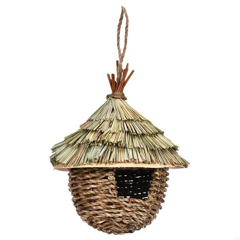 A6HD-casas tipo nido para loros colgantes tejidas, nido pájaros, jaula para pájaros, jaula para huevos, decoraciones para