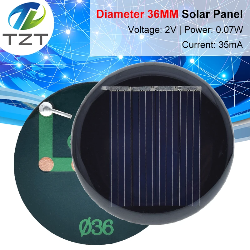 TZT 2V 35mA 0.07W D36MM Polycrystalline Solar Panel Power Charge DIY Module Portable Solar Cell Battery Charger For Light