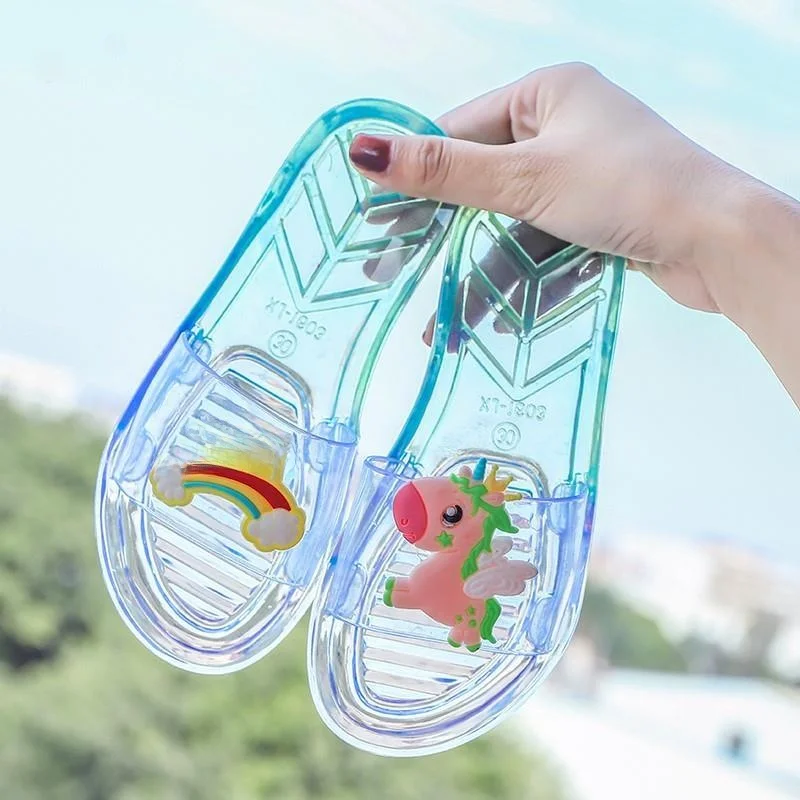 

Crystal Slippers Children's Indoor Beach Sandals Anti-Slip Batoom oes High Aesthetic Value Fairy Sle Summer Slippers