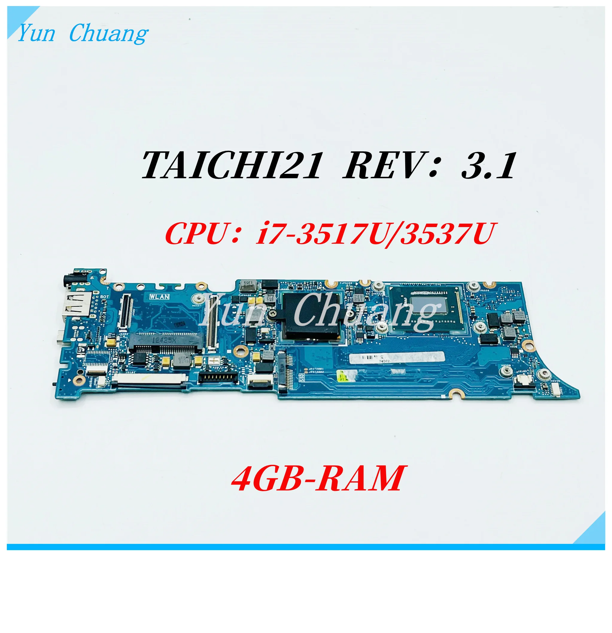 

TAICHI21 Mainboard REV3.1 For ASUS TAICHI 21 Laptop Motherboard With i7-3517U/3537U CPU 4GB-RAM 100% Tested Work