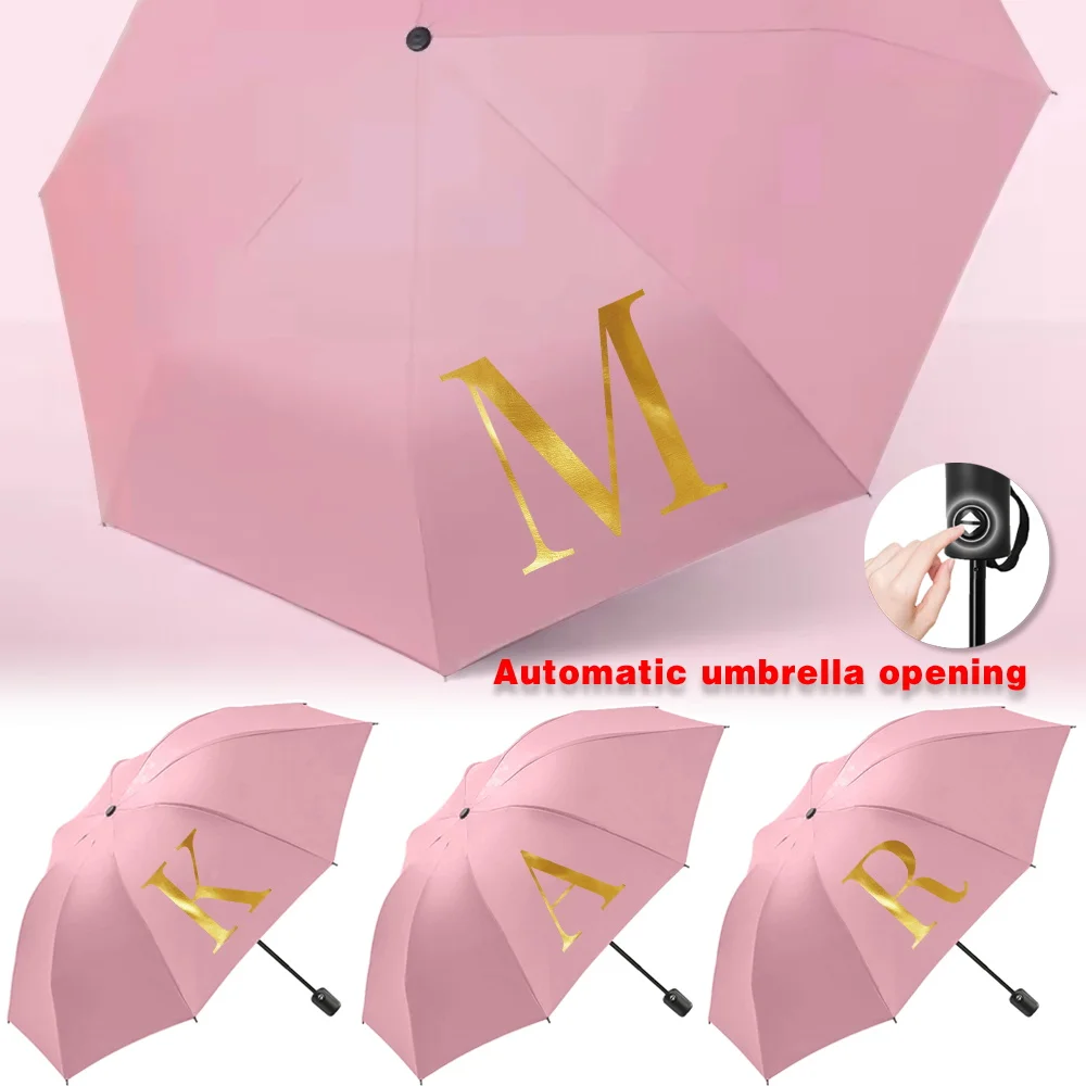 

Sunshade Sunscreen Rain Umbrellas UV Automatic Umbrella Cute Print Outdoor Picnics Hiking Tours Travel Essentials Letter