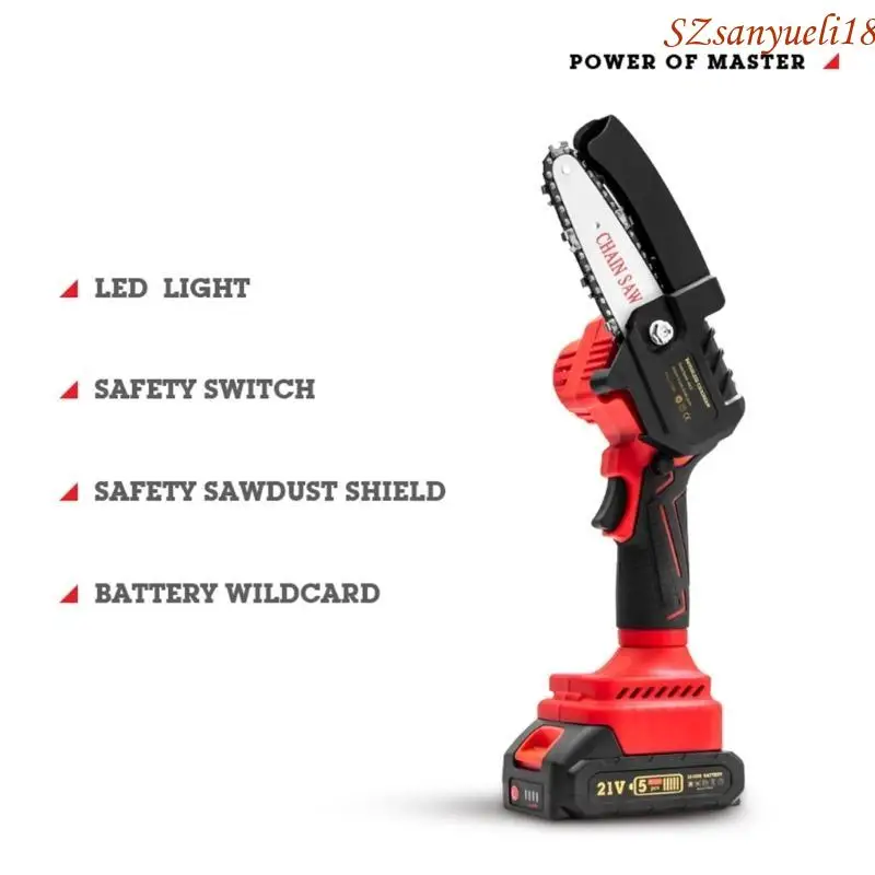 

94PC 4 Inch Electric Chainsaw 21V Pruning Portable Woodworking Electric Mini Chain Cutter Garden Tools