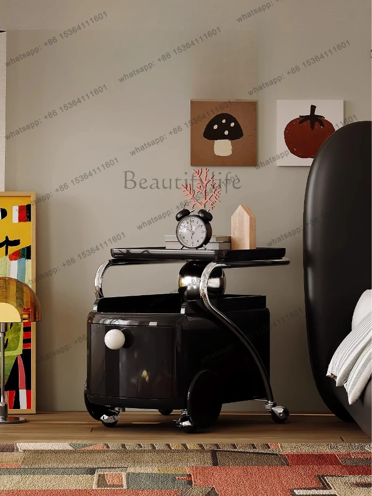 Children's bedside table removable boy black light luxury high-end storage bedroom home trolley