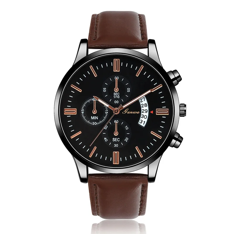Casual Men's Quartz Wrist Watch Leather Calendar Strap Decorative Fashion Watches For Daily Wear Male Business Watch Boy Gifts