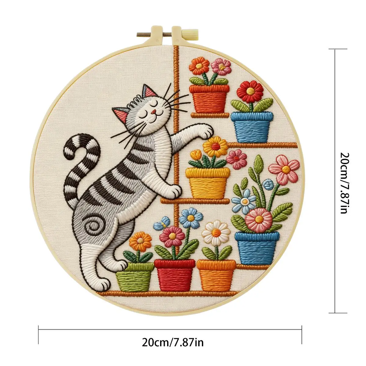 1 Stück 20X20CM/15X15CM 7,87/6,3 Zoll Tier - Katze Stickerei Starter-Kit DIY-Kit DIY-Stickerei-Set Handarbeiten Malerei – Detail 4