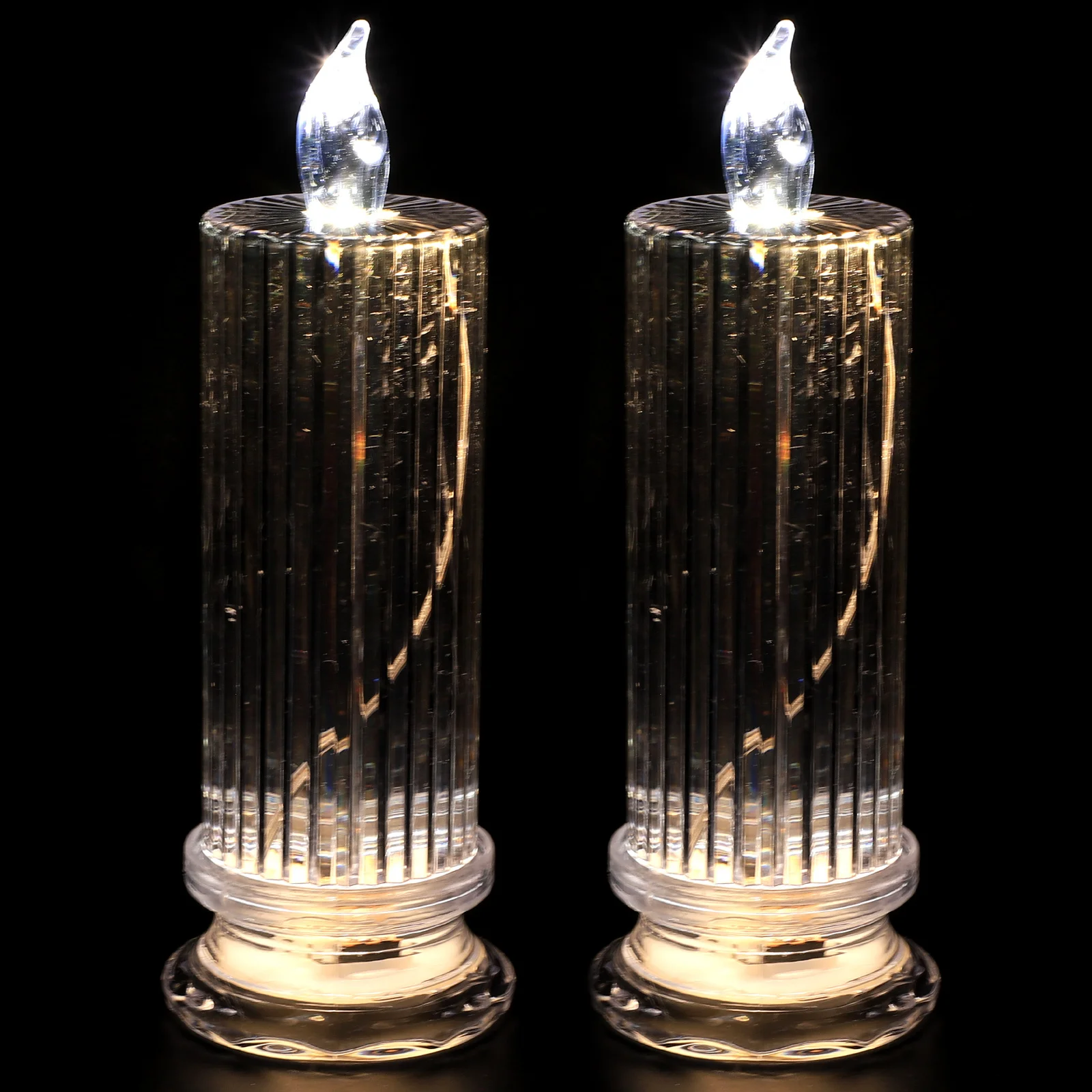 

2Pcs Electronic Light LED Flameless Operated Romantic Night Lamp Bedroom Table Party Decor Small Decorative