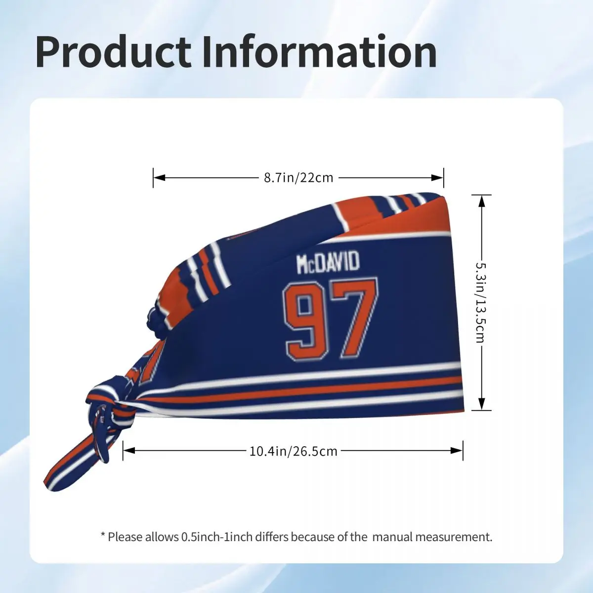 Edmonton Oilers Connor McDavid Home Jersey Back Scrub Hat Doctor Working Surgical Cap Adjustable Nursing Caps for Dentist