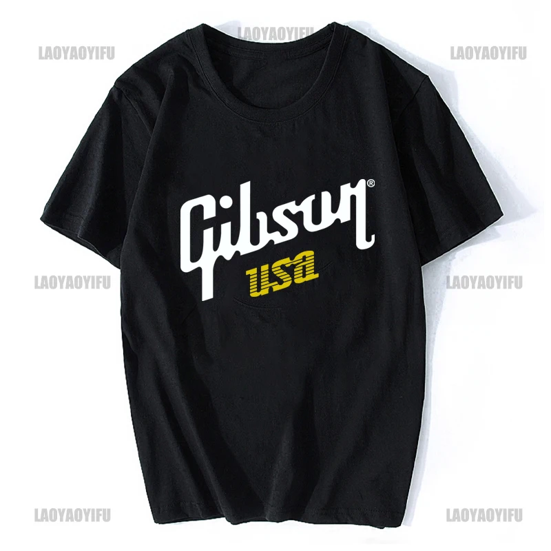 2024 New Gibson USA T-Shirt  Aesthetic Clothing Plain T Shirts Men  Fashion Short Sleeve Clothing Streetwear Hip Hop Cotton