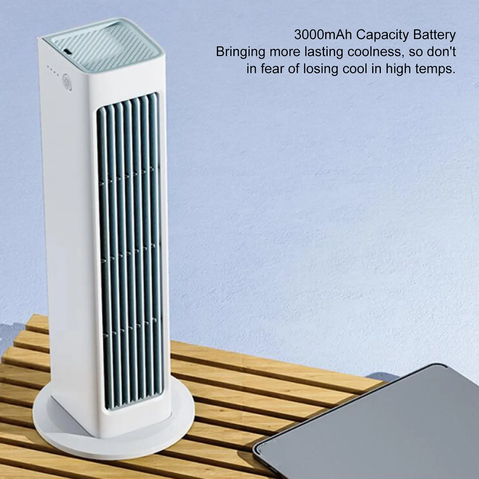 Oscillating Tower Fan Desk Table Fan with 3 Speeds Remote Control USB Rechargeable Bladeless Wall Mountable for Bedroom Kitchen