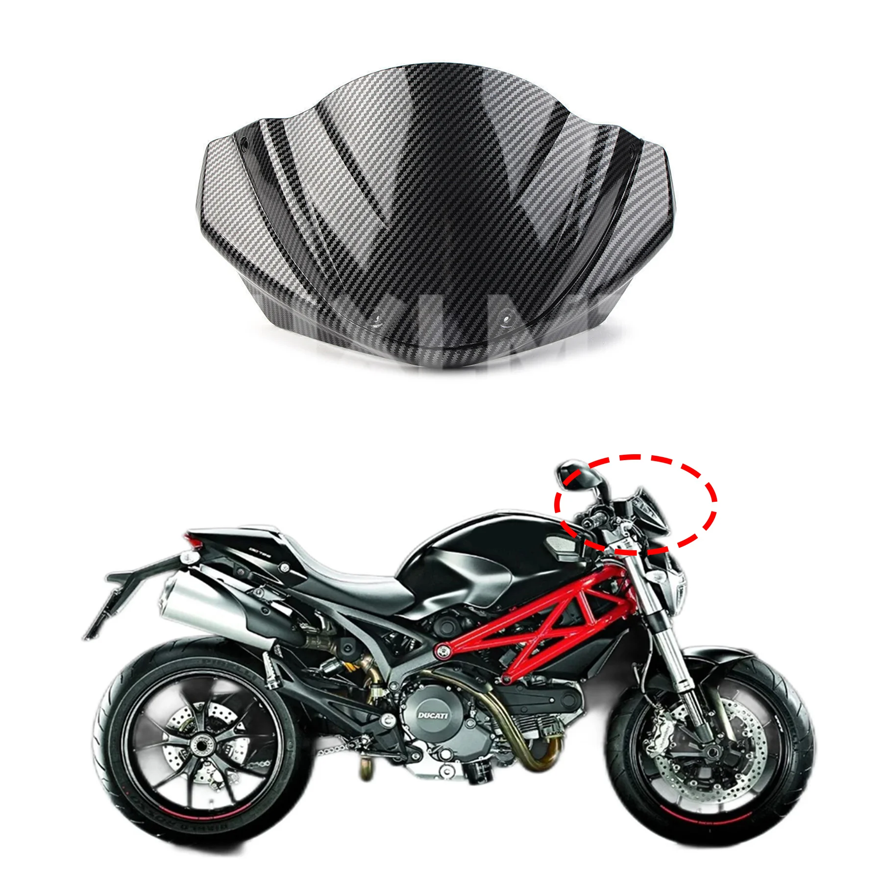 

Motorcycle Front Windshield Upper Fairing Headlight Cowl Nose Panel Fit For DUCATI Monster 696 796 1100 EVO