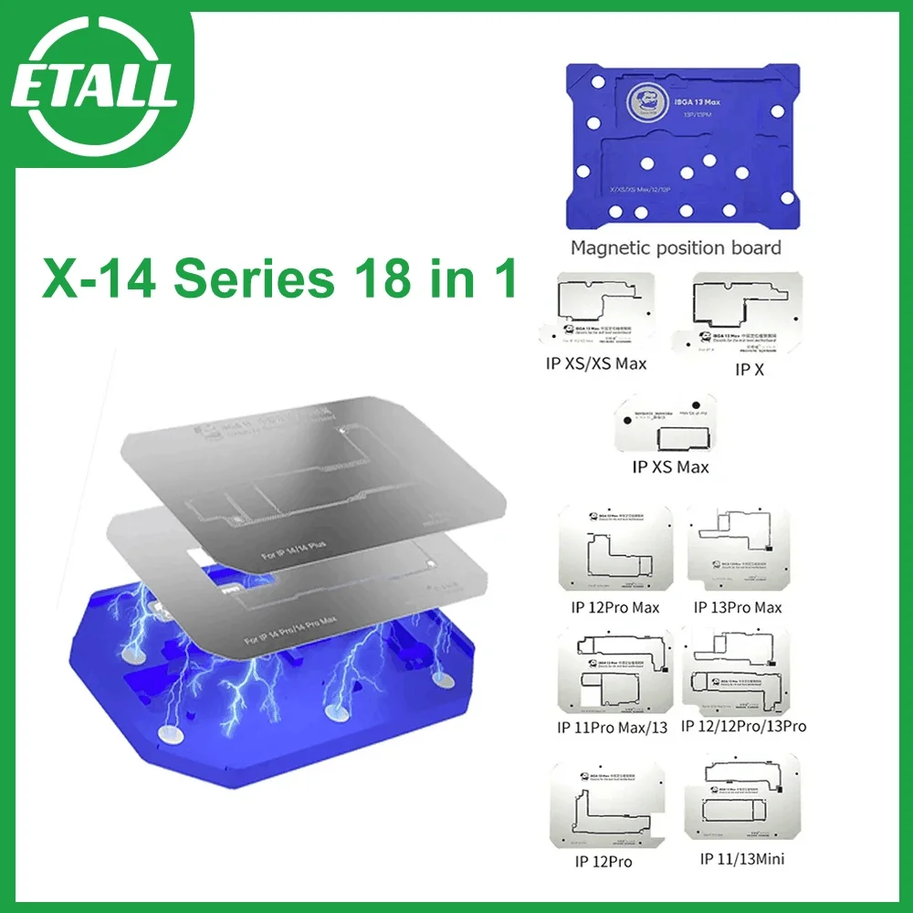 Mechanic iBGA 13 14 15 Middle Frame BGA Reballing Platform For iPhone X-15 Pro Max Motherboard Rework Tin Mesh Template Fixture